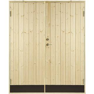 Plus Plus udhusdør dobbelt, inkl. karm - B 1512 cm x H 1978mm - Trykimprægneret