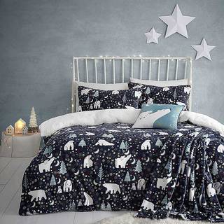 Fusion Fusion Blue Starry Night Plush Fleece Duvet Cover Set