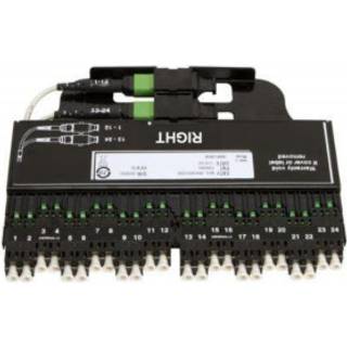 FACT-MPO modul Multimode OM4 med 24 LC på front og 2xMPO12 på bagsiden, installeres på venstre side
