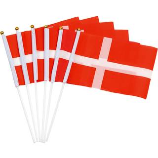 Danske flag på pind, 6 stk