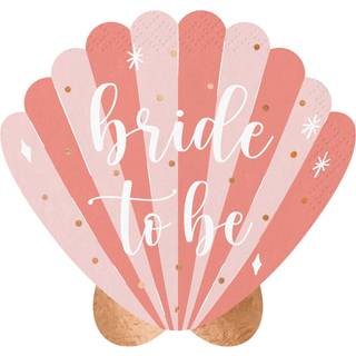 20 stk. Servietter, pink med guldfarvet "Bride to be" skrift, 3-lags