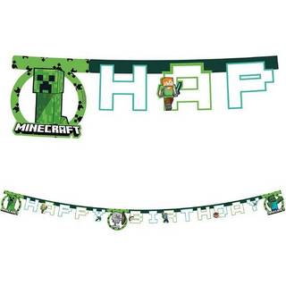 Minecraft Creeper Happy Birthday banner - 1 stk.