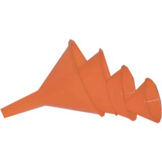 Brændstoftragte, Ø55 / 75 / 100 / 120 mm, til benzin / diesel, plast, orange, 4-pak