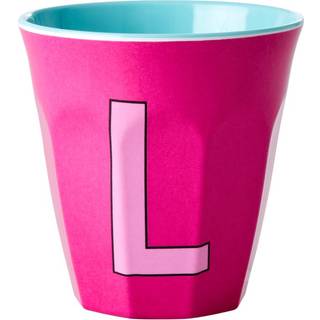 RICE Rice melaminkop medium bogstav L 30 cl Fuchsia