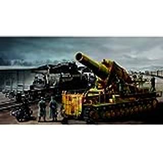 M��rser Karl Ger��t 040/041 auf Eisenbahn-Transport-Trailer