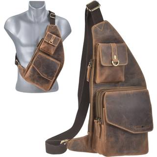 Greenburry Crossbody Bag Herren Tasche Leder Damen Crossover Brusttasche 21x40cm "Vintage" antikbraun