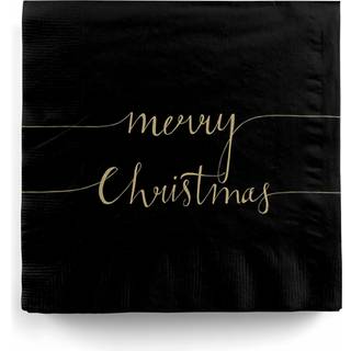 Schwarze Servietten "Merry Christmas" 20 St.