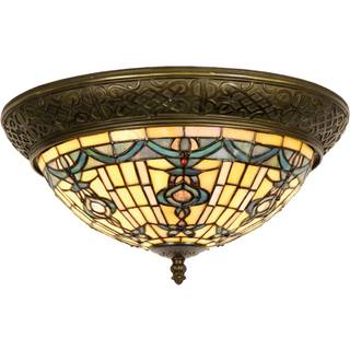 Kimberly rund loftlampe i Tiffany-stil 38 cm