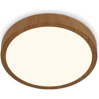 LED-loftslampe Runa Wood trælook 3.000 K Ø28cm