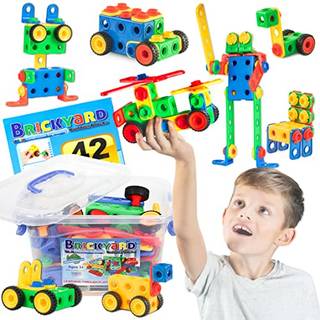 Brickyard Building Blocks Stem Toys - Uddannelsesopbygning Legetøj til børn i alderen 4-8 med 101 stykker værktøjsdesignguide og legetøjsopbevari