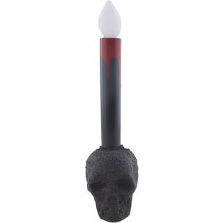 Schwarze Totenkopf Kerze mit Licht 24cm