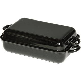 Riess Classic Bratformen Bratpfanne 32 x 22 cm mit Deckel - Emaille - Schwarz