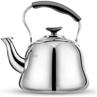 Te Kedle Stevetop Fløjtende teakettle Klassictapot Rustfrit stål te gryder til komfur top med varmebestandigt foldhåndtag Mirror finish 2 liter