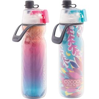 O2Cool Arctic Squeeze Isoleret Mist 'N Sip Water Bottle 2 Pack- 20 Oz BPA Gratis 2-i-1 t?ge og SIP-funktion med No Leak Pull Top Tout (Ras Ombre/