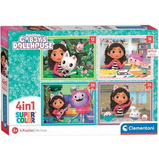 Clementoni Gabbys Dollhouse 4-in-1 Super Colour Puzzles (12/16/20/24)