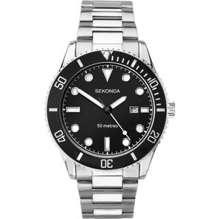 Sekonda Sports Quartz Black Dial Stainless Steel Bracelet Men's Watch 1788