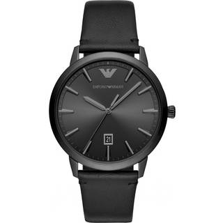 Emporio Armani Quartz Black Dial Black Leather Strap Men’s Watch AR11278