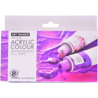 Akrylmaling Sæt 8stk Glitter farver 22ml