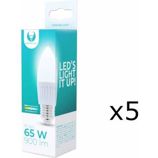 LED-lampe E27, C37, 10W, 230V, 6000K, keramisk 5-pak, kølig hvid