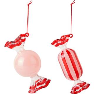 Broste Copenhagen Candy juletræspynt glas 2 dele Dusty pink