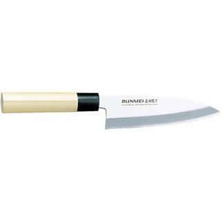 Global Bunmei Deba 13,5 cm einseitig geschliffen - Cromova 18 Stahl - Griff Honokiholz - Braun,Silber
