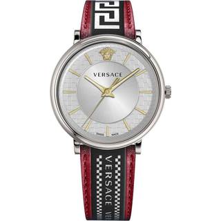 Versace VE5A01421 V Circle Sølvfarvet/Læder Ø42 mm