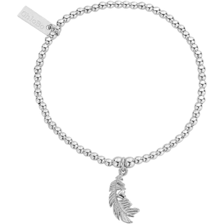 ChloBo Silver Cute Feather Heart Bracelet - Silver - 18cm