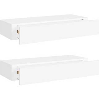 væghylder med skuffer 2 stk. 60x23,5x10 cm MDF hvid