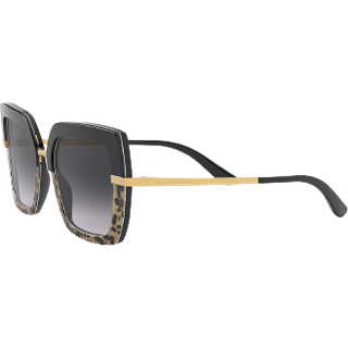 Dolce & Gabbana DG4373F Asian Fit 32448G 52 Solbriller Kvinder Black - Black Print Leo - 52mm