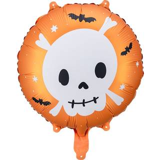 1 stk. Multifarvet folieballon med dødningehoved design, 45 cm før oppustning, letvægts for nem ophængning