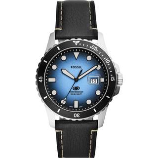 Fossil FS5960 'Blue' Black Leather Strap Watch - W07177