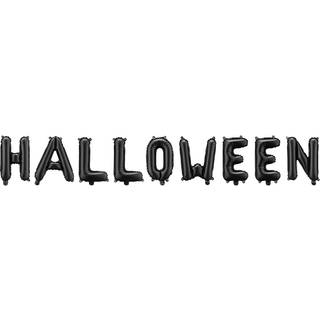 1 stk. Sort Halloween folieballon, 280x46 cm, inkl. oppustningsstrå og bånd til festpynt