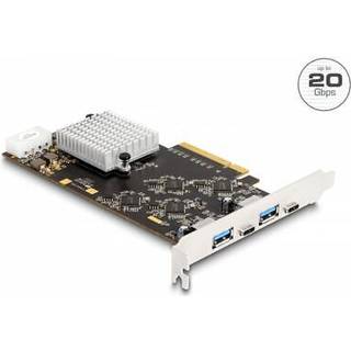 DeLOCK PCI Express x8 Card with 2 x USB 20 Gbps USB Type-C female and 2 x USB 10 Gbps Type-A female - Quad Channel