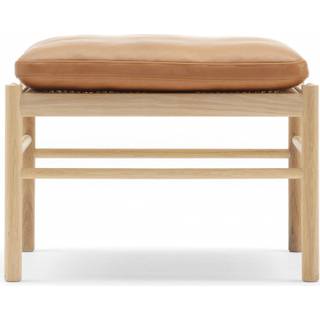 Carl Hansen - OW149F - Colonial Footstool, Tvålad Ek, Lädergrupp C Sif - 92 - Fodskamler - Ole Wanscher - Brun - Læder/Træ
