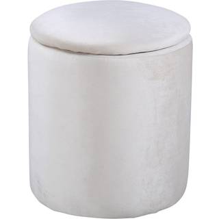 Limpen puf Ø32cm velour med opbevaring hvid.