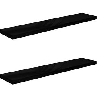 væghylder 2 stk. 120x23,5x3,8 cm MDF sort højglans