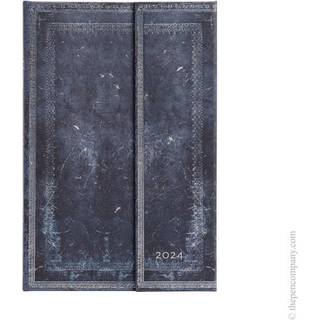 Inkblot (Old Leather Collection) Maxi Vertical 12-month Dayplanner 2024 (Wrap Closure)