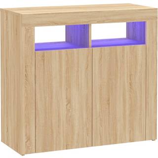 skænk med LED-lys 80x35x75 cm sonoma-eg