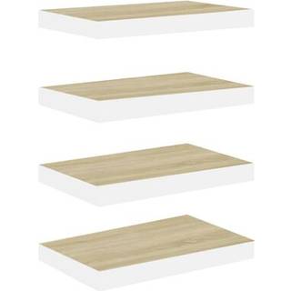 Væghylder 4 Stk. 40X23X3,8 Cm Mdf Egetræsfarve Og Hvid