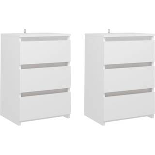 sengebord 2 stk. 40x35x62,5 cm konstrueret træ hvid