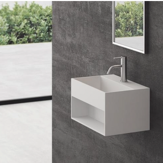 Boxo 45S - 45x30 cm Håndvask med opbevaring. Mathvid SolidTec®