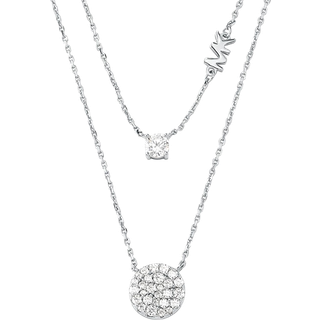 MK Precious Metal-Plated Sterling Silver Pavé Disc Layering Necklace - Silver - Michael Kors - ONE SIZE