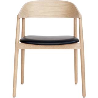Andersen Furniture AC2 spisebordsstol i eg, hvid-pigmenteret mat lak og læder polstring