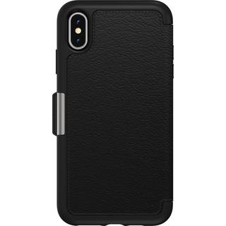 iPhone Xs Max Fodral Strada Series Äkta Läder Shadow Svart