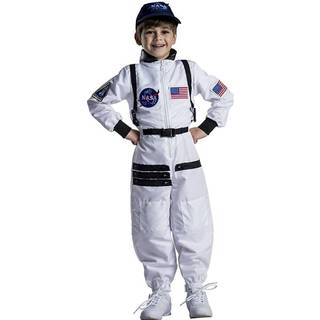 Dress Up America Kids NASA Astronaut-kostume - Hvid rumdragt med kasket - Realistisk Halloween- og pkldningstj