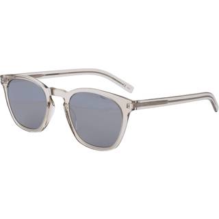 SAINT LAURENT Unisex SL 28 SLIM 006 Solbriller Acetat Beige Sølv Firkantet Normal Spejl