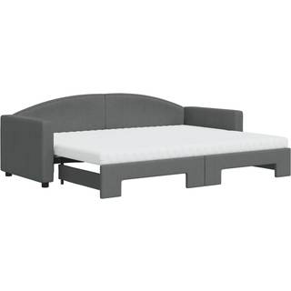 daybed med udtræk og madras 80x200 cm stof mørkegrå