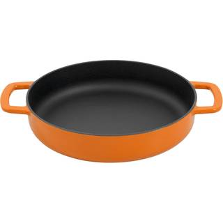 Støbejernsstegepande med 2 håndtag, orange, 24 cm.
