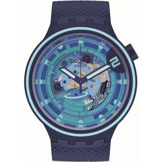 Swatch Big Bold Second Home Transparent Dial Blue Silicone Strap Unisex Watch SB01N101