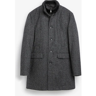 Next Charcoal Grey Wool Blend Mock Gilet Herringbone Padded Coat